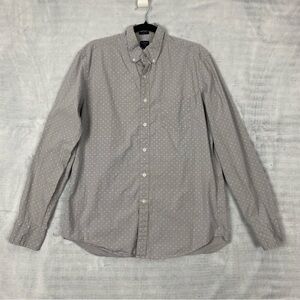 J. Crew Flex Slim Fit Shirt Mens Large Cotton Button Down Grey Print